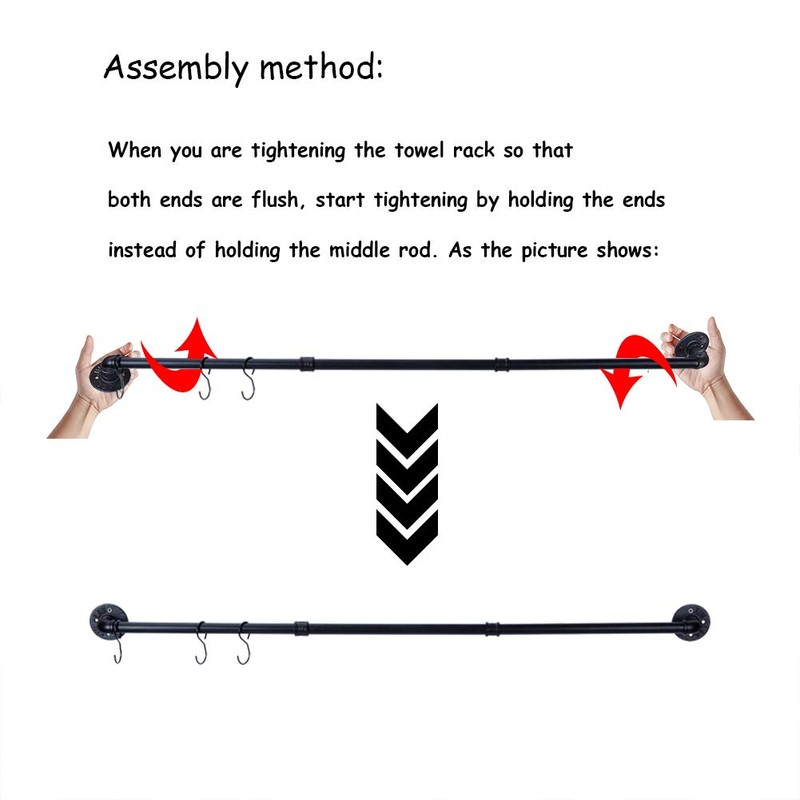 50.4 Inch Industrial Pipe Towel Bar Rack, Wall Mount Black