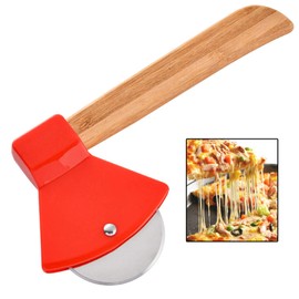 Pizza Roller Funny Pizza Wheel Axe Stainless Steel Pizza Cutter Steel Pizza Wheel Dishwasher Safe Pizza Cutter Stainless Steel Wooden Handle Pizza Roller High Quality Pizza Waffles Pancakes and More