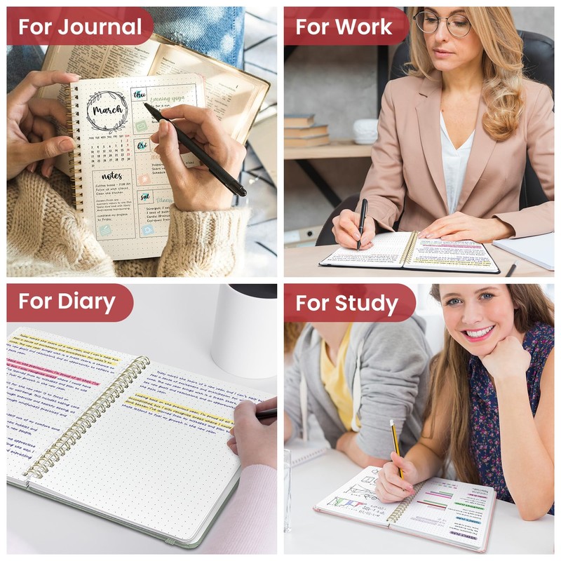 Taja Dotted Spiral Journal Notebook for Women & Men, 140