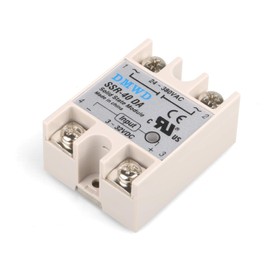 SSR-40DA Solid State Relay DC to AC (Input 3-32V DC Output 24-380V AC) with Heat Sink, 40A