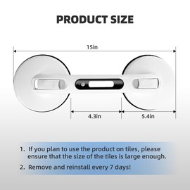 EldHilfe 15inch Shower Handle with LED Light，Adjustable Height Bath Grab Bars，Anti Bathroom Safety Bars with Quick Installation Heavy Duty Support for Elderly(White USB)