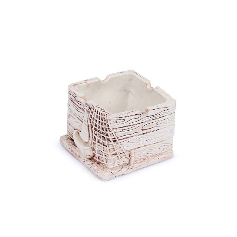 Pinkdesh Resin Material Square Boat Design Ashtray for Office Home