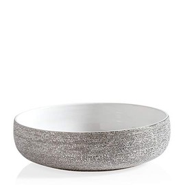 Torre & Tagus Brava Spun Textured Metallic Silver Bowl for Table and Counter Top Fruit or Stand Alone Display, 10" x 10" x 3" inches