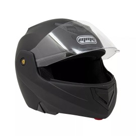 MMG Adult Motorcycle Modular Full Face Helmet Flip up Visor (Matte Black, XL)