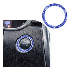 Dickno Dickno Bling Crystal Double Rhinestone Car Engine Start Stop Decoration Ring, Push Start Button Bling Ignition Ring Sticker, Sparkling Car Interior Accessories for Women (Dark Blue, 1 PC)