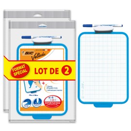 BIC Velleda Double-Sided Drywipe Slate Board 19 x 26 cm with Blue Felt Dry Erase (Pack of 2)