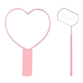TBWHL Heart-Shaped Travel Handheld Mirror, Cosmetic Hand Mirror with Handle Hand Held Mirror for Women Girls (Lash Mirror & Heart Mirror, 2)