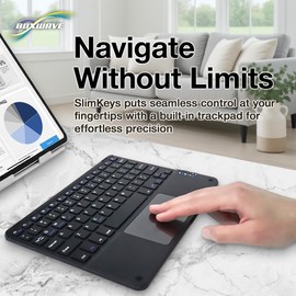 BoxWave Keyboard Compatible with CWOWDEFU Kids Tablet (8 in) - SlimKeys Bluetooth Keyboard with Trackpad, Portable Slim TouchPad - Jet Black