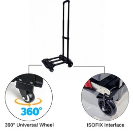 GUCHO Car Seat Travel Cart, Updated Metal Material Car Seat Carrier for Airport, Folding Hand Truck Dolly Cart with Stable 4 Wheels