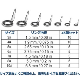 9KM DWLIFE Rod Guides Set of 45 Stellence Ramic Rings Fishing Rod Tips Replacement Repair Kit Freshwater Saltwater