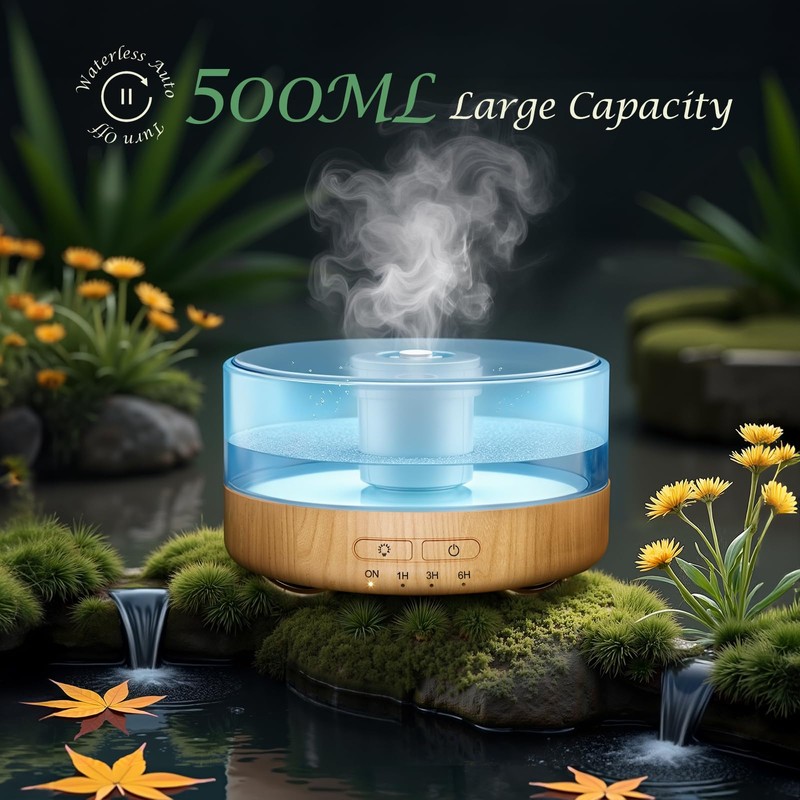 SOLEILHOME Essential Oil Diffuser for Home: 500ML Aroma Diffuser with