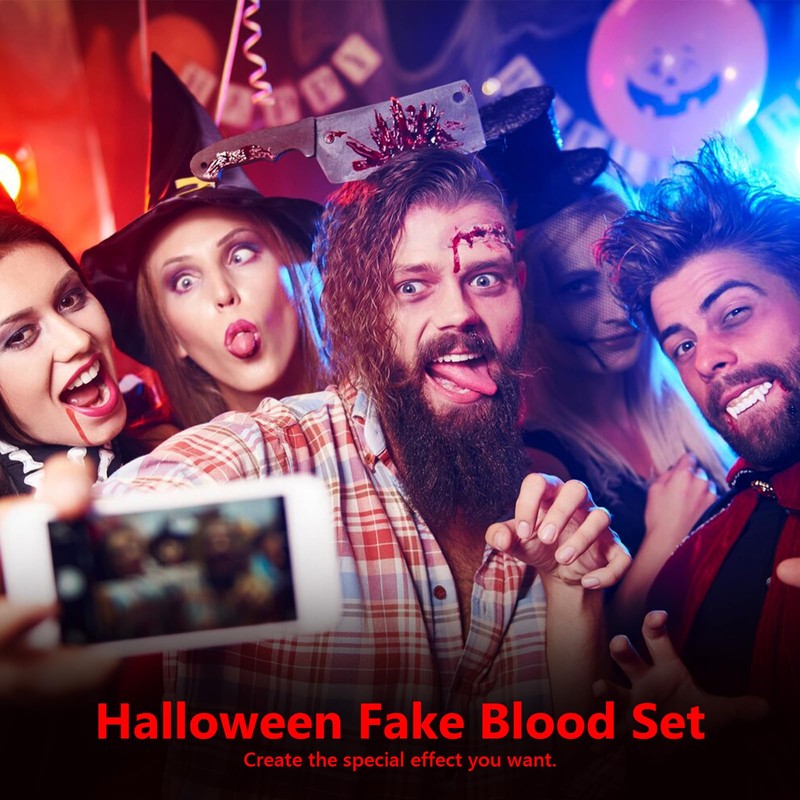 3PCS Halloween Fake Blood SFX Makeup Kit,Realistic Fake Blood for