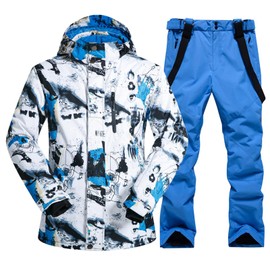 GS SNOWING Men's Winter Windproof Waterproof Snowsuit Snowboard Jacket and Ski Pants for Snow Sport