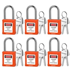 BOZZYS Lockout Tagout Locks,6Pack Orange Loto Locks,2 Keys Per Safety Lockout Padlock,Lock Out Locks Keyed Different,Lock Out Tag Out Padlocks Set for Industrial Lockout Tagout Kit(BD-GT07KD-6PCS)