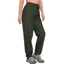 Little Donkey Andy Women's Lightweight Packable Waterproof Rain Pants with Pockets for Hiking Travel Fishing (Army Green S)