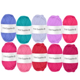 TYH Supplies SHK Collection - Ovillo de hilo acrílico para tejer y ganchillo (10 madejas, 32 g)