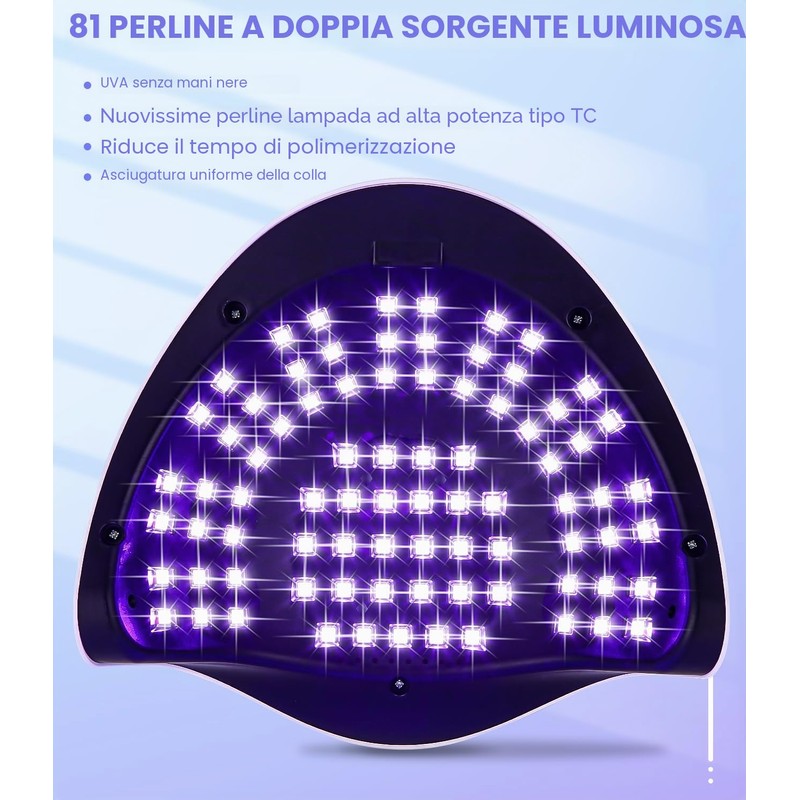 Zawaer Lampada Unghie UV LED 280W, 81pcs perline per Lampada,