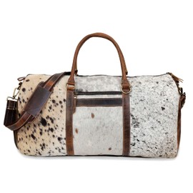 Cowhide Duffel Bag, Large Size, Unisex Travel Bag, Brown Leather, Shoe Duffel for Men's and Women's