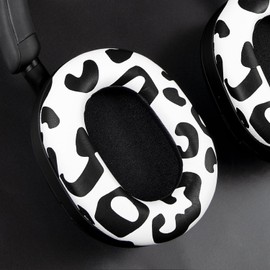 SOULWIT Protein Leather Replacement Earpads for Sony WH-1000XM5 (WH1000XM5) Noise Canceling Headphones, Ear Pads Cushions with Noise Isolation Memory Foam, Added Thickness - Snow Leopard
