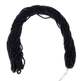 Czech 11/0 Glass Seed Beads - 12 String Hanks, Jet Black Color (Jet Black)
