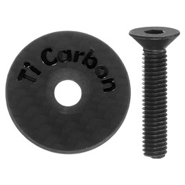 sourcing map 1-1/4 OD Bicycle Headset Stem Top Cap Carbon Fiber Cycling Headset Cover Stem with Black M6 Bolt for Mountain Road Bike MTB, Black