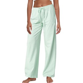 Viakeo Women's Striped Pajama Pants Cotton Lounge Pants Low Rise And Drawstring Pj Bottoms