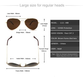 Fashion Men Women Sunglasses Metal Frames Vintage Classic UV400 Polarized Sunglasses Retro Teenager Frames Oversized Sunglasses Gold Brown Lens