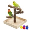 BNOSDM Portable Bird Perch Stand with Potty Tray, Natural Wood