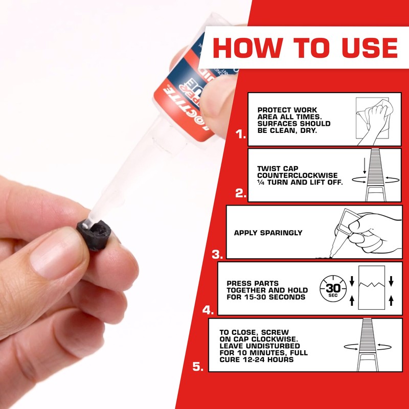 Loctite Super Glue Liquid Longneck Bottle, Clear Superglue, Cyanoacrylate Adhesive