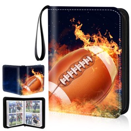 Hugestar 4 Pocket Football Cards Binder,Premium Zippered Trading Card Binder,400 Double Sided Pocket PU Collection Binder,Water Resistant, 3 Ring Collector Album,Card Folder for Sport Cards Display