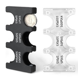 Japanese Yen Coin Holders Hard Case Organizer, Portable Coin Dispenser with 6 Slots Rectangle Plastic Coins Sorter Collection Wallet for Travel Car Coins Storage (Black +Transparent)