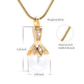 memorial jewelry Cremation Jewellery for Ashes Pearl Urn Necklace Jewellery Ash Holder for Women Ash Keepsake, Stainless Steel, No Gemstone