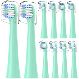 Toothbrush Replacement Heads Compatible with Colgate Hum - Brush Heads Compatible with Hum Connected Smart Battery Electric Toothbrush, 10 Count, Green