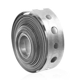 Galvanised Steel Band Metal Fixing Strap with Perforated Holes, 3/4 Inch*10FT, Builders Fence Brackets Fixing Banding Ties, Pipe Support Hanging with Holes for Plumbing, Fuel Line, Intercooler Tube