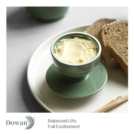 DOWAN Porcelain Butter Crock, Butter Keeper with Water Line, French Butter Dish for Soft Fresh Butter, Butter Container with Lid, No More Hard Butter, Green