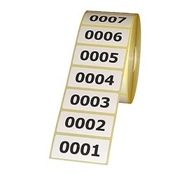 500 Labels / Stickers on Roll - Sequentially Numbered - 56 x 25 mm