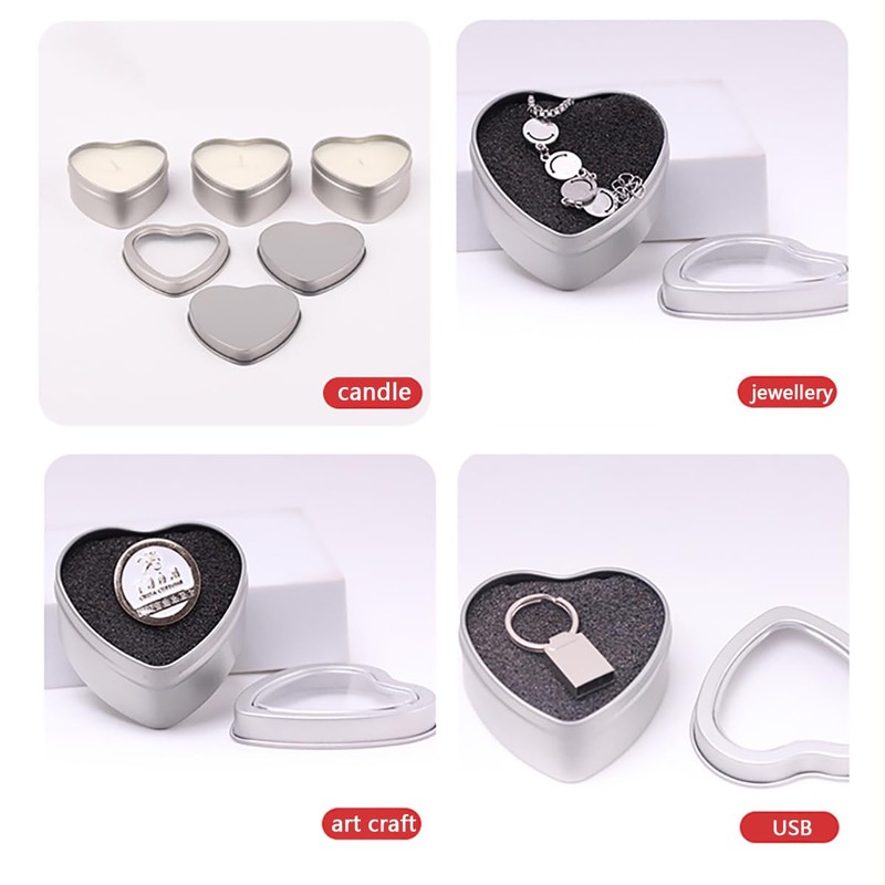 16 Pcs Metal Tins Jar 2 OZ Empty Heart Shaped