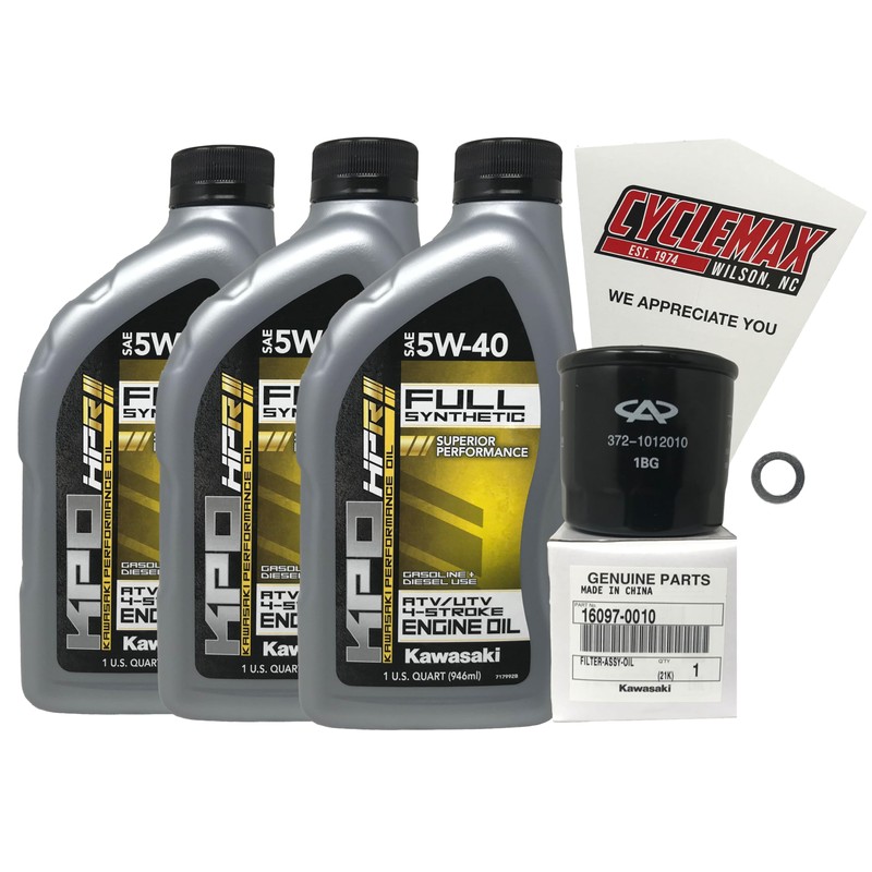 Cyclemax Full Synthetic Oil Change Kit compatible with 2015-2018 Kawasaki