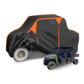 X AUTOHAUX Cubierta UTV para Polaris para Ranger 570 2014-2017 Impermeable Cubierta Lado a Lado al Aire Libre Protección contra el Sol y la Lluvia Almacenamiento 210D-PU Negro 280x145x188cm