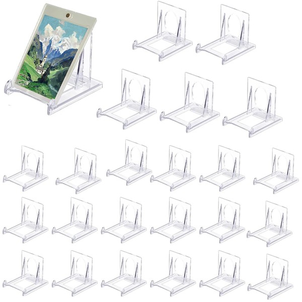 XSEXO Pack of 24 Acrylic Stands, Plastic Plate Stands, 6.5 x 5 x 5.5 cm, Plastic Stand, Adjustable Decorative Plate Holder, Plate Stand, Decorative Stand for Electronic Products, Photo Displays