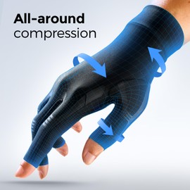 FREETOO Gloves for Arthritis Hands for Men Women for Pain, Fingerless Compression Gloves Women for Carpal Tunnel, Neuropathy Gloves for Nerve Pain, Sleeping, Typing, Gaming, Swelling Black XL