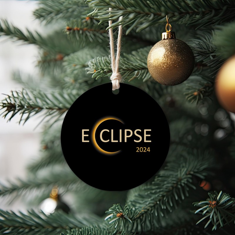 Solar Eclipse 2024 Christmas Ceramic Ornament, Total Solar Eclipse Ornament,