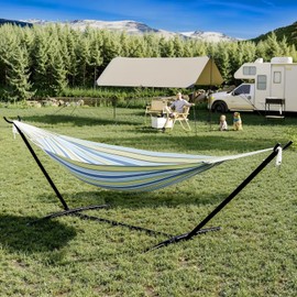 Hanging 2-Person Hammock Chair Rope Swing Indoor with Reinforced Steel Frame – Portable Outdoor Lounger (450lb Capacity + Quick-Fold Carry Bag) for Bedroom, Outdoor, Patio