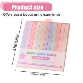 Ynkkvre Dual Tips Highlighters, 12 Pcs Aesthetic Highlighters Assorted Colors Pastel Set, No Bleed Square Highlighters Marker Pens for Journal Planner Notes School Office Supplies