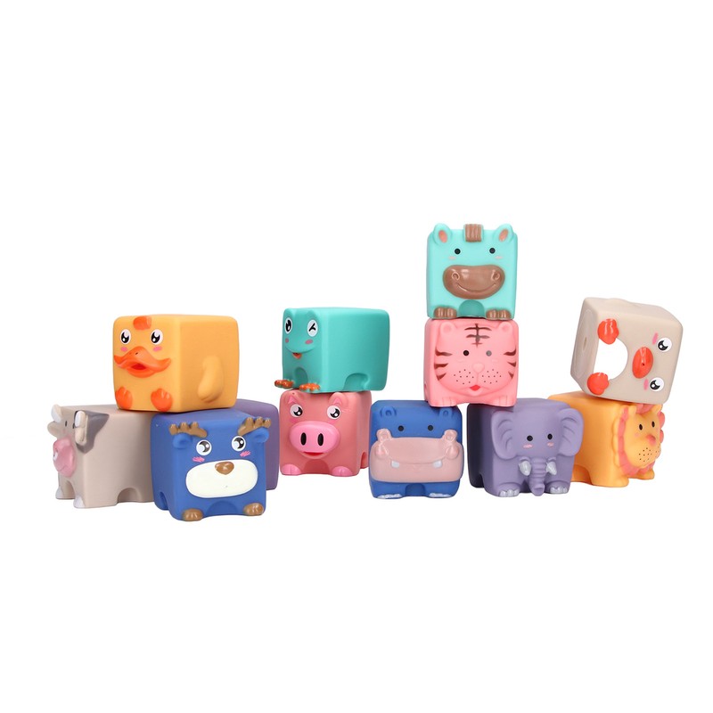 Baby Blocks Soft Silicone Baby Building Blocks Squeeze Toys for