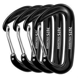 12KN Aluminium Carabiner Clip Big Size Carabiners for Clips Backpacking Weights Heavy Duty Large Hammock Accessories Key Chain Dog Leash Keyring Black