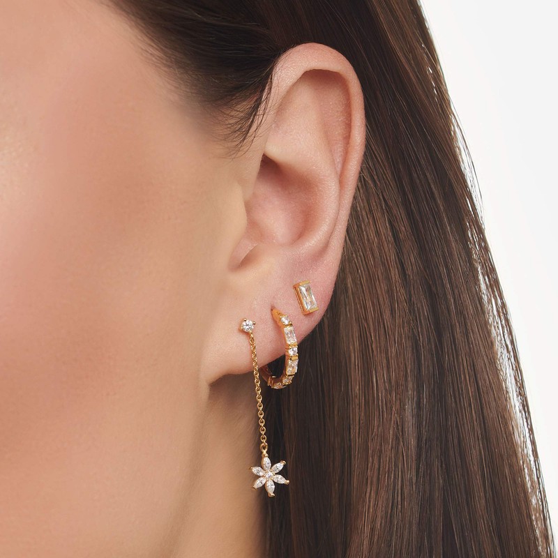 THOMAS SABO Creole Earrings White Stones, Sterling Silver, No Gemstone