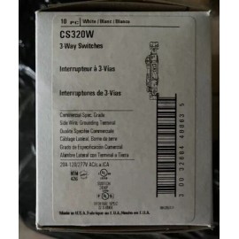 Eaton 10 Eaton White COMMERCIAL Toggle Wall Light Switches 3-Way Control 20A CS320W