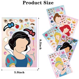 Make Your Own Princess Toys Stickers Sheet, 12 Pcs Make a Face Stickers for Kids, Themed Princess Birthday Party Favors Kids Crafts Party Supplies