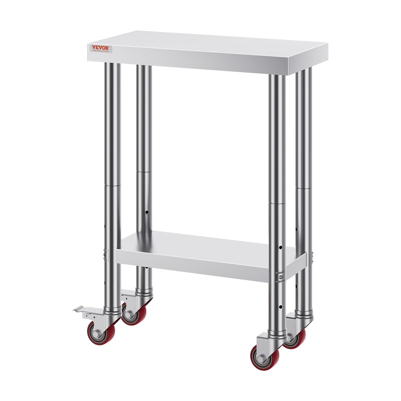 Vevor Stainless Steel Work Table with Wheels 24 x 12